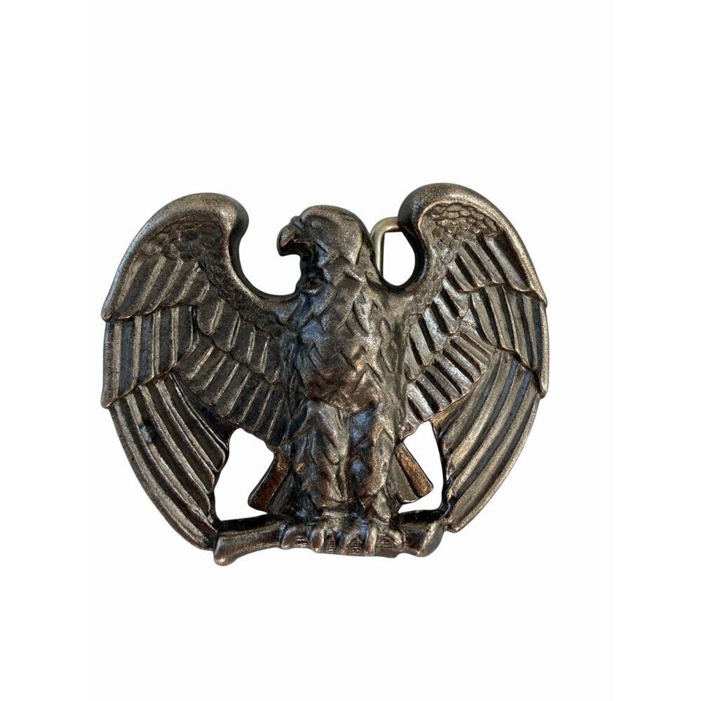 AVON Vintage 80s Pewter-Tone American Bald Eagle Belt Buckle Patriotic America